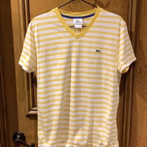 Men’s Lacoste Striped V-Neck Sz 4 or S